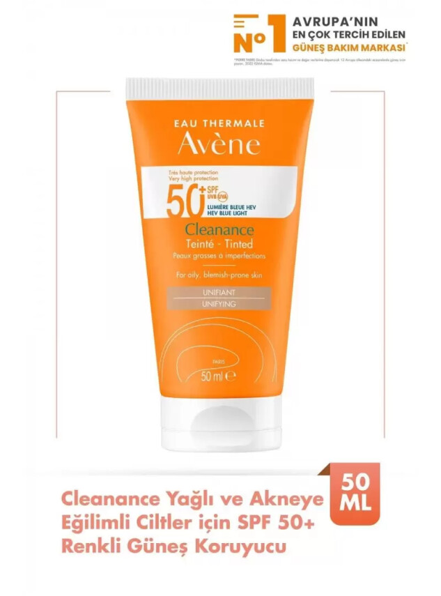 Avene Cleanance Yağlı ve Akneye Eğilimli Ciltler için SPF 50+ Renkli Güneş Koruyucu 50 ml - Avene