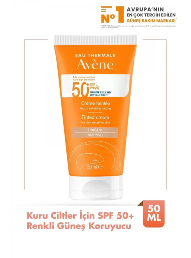 Avene Cream Kuru Ciltler için SPF 50+ Yüksek Korumalı Renkli Güneş Kremi 50 ml - Avene