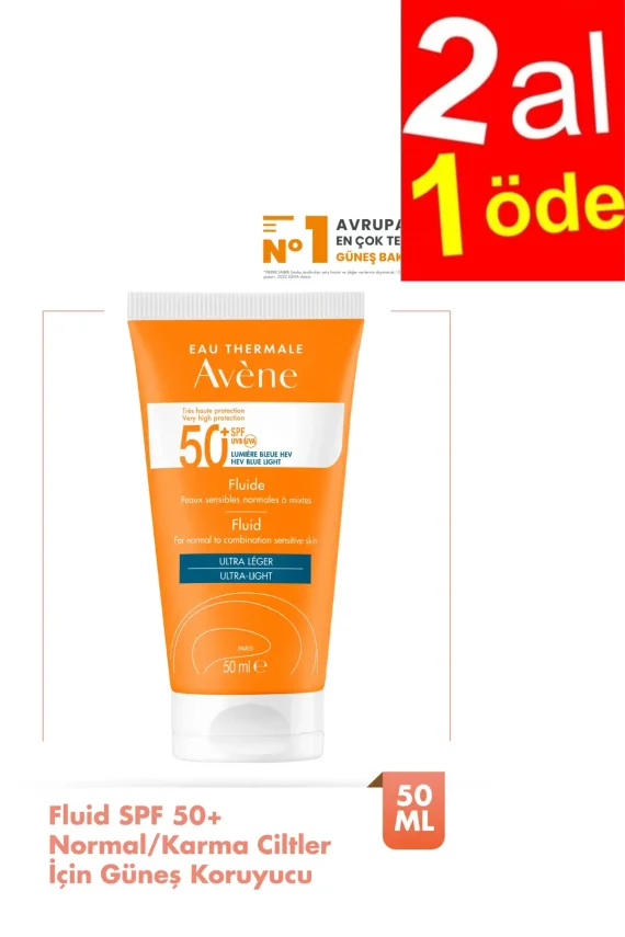 Avene Fluide SPF 50+ Normal/ Karma Ciltler için Güneş Koruyucu 50 ml - 2AL1ÖDE - 1