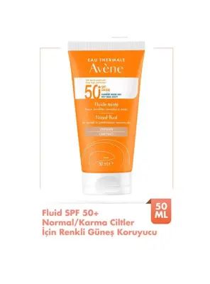OUTLET -Avene Fluide SPF 50+ Normal/ Karma Ciltler için Renkli Güneş Koruyucu 50 ml - Avene