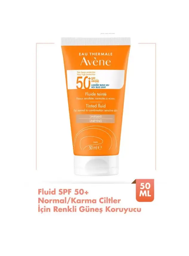 Avene Fluide SPF 50+ Normal/ Karma Ciltler için Renkli Güneş Koruyucu 50 ml - 1