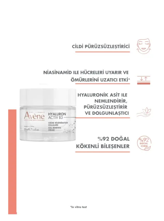 Avene Hyaluronik Asit ve Niasinamid İçerikli Hücre Yenilemeye Yardımcı Krem 50 ml - 3