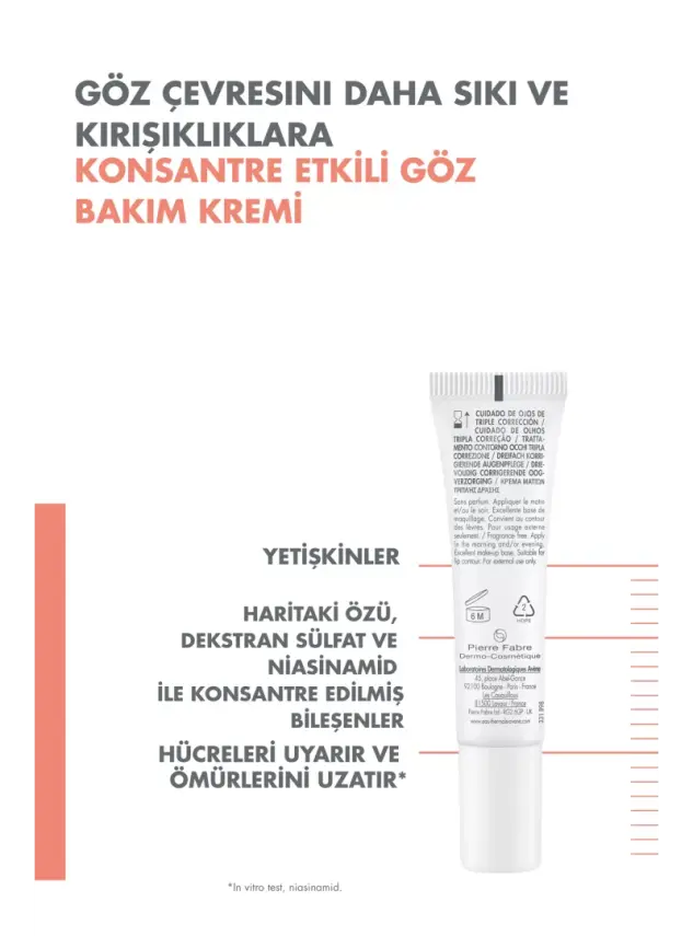 Avene Hyaluronik Asit ve Niasinamid İçerikli Üç Etkili Göz Çevresi Bakım Kremi 15 ml - 4