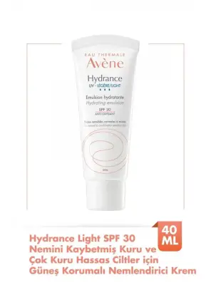 OUTLET - Avene Hydrance Light SPF30+ Hassas ve Karma Ciltler için Güneş Korumalı Nemlendirici Emülsiyon 40 ml - Avene