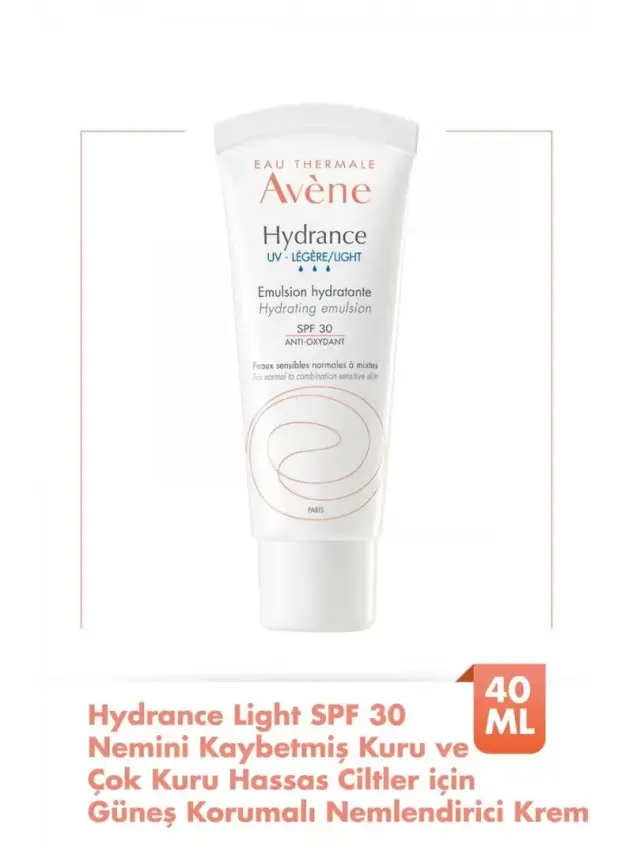 OUTLET - Avene Hydrance Light SPF30+ Hassas ve Karma Ciltler için Güneş Korumalı Nemlendirici Emülsiyon 40 ml - 1