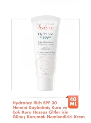 Avene Hydrance Rich SPF30 Kuru ve Hassas Ciltler için Güneş Korumalı Nemlendirici Krem 40 ml - Avene