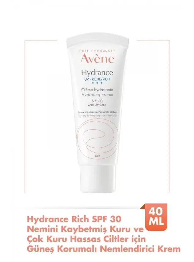 Avene Hydrance Rich SPF30 Kuru ve Hassas Ciltler için Güneş Korumalı Nemlendirici Krem 40 ml - 1