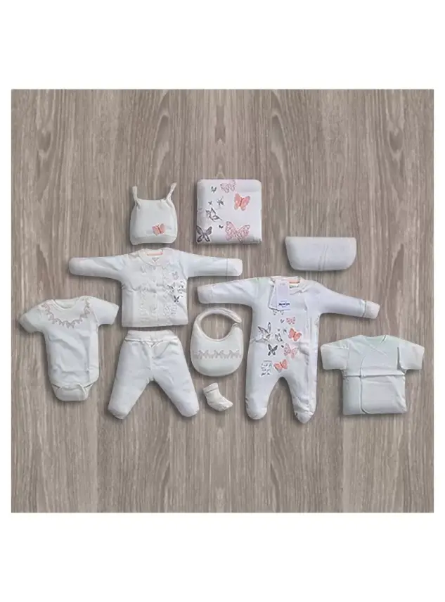 Aziz Bebe Kelebek Desenli 10'lu Yeni Doğan Bebek Seti - 1