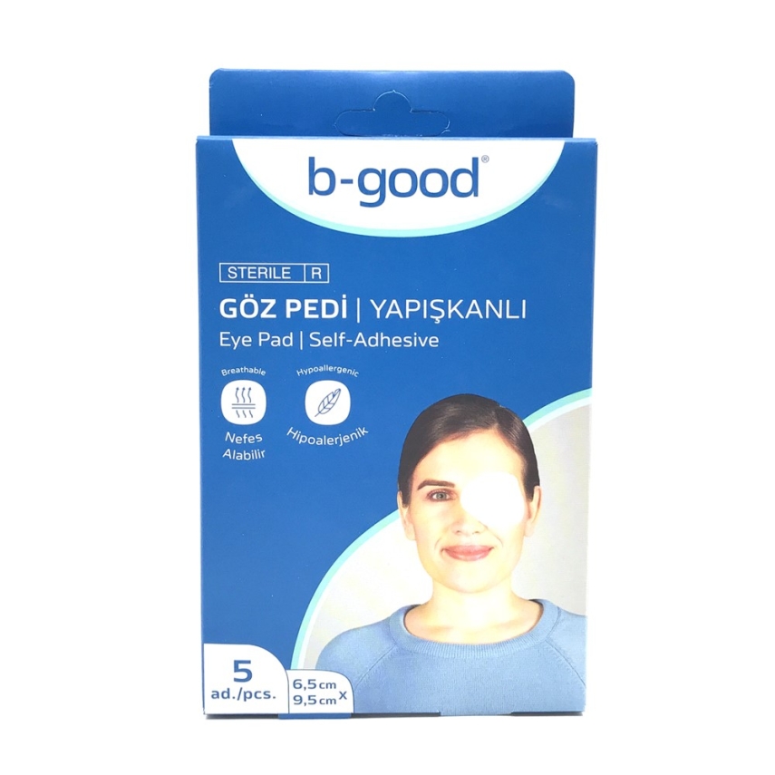 B-Good Steril Göz Pedi Yapışkanlı 6,5cm x 9,5cm 5li - 1