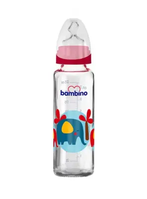 Bambino Klasik Cam Biberon Damaklı 0-6 Ay 225 ml - B012 - Bambino