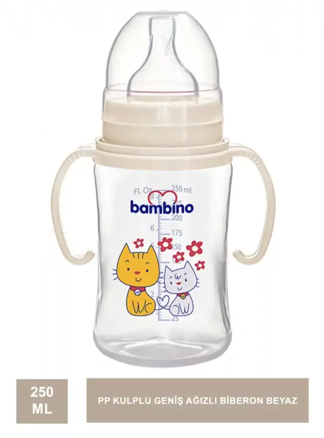 Bambino PP Kulplu Geniş Ağızlı Biberon 250 ml BE-818 - 5