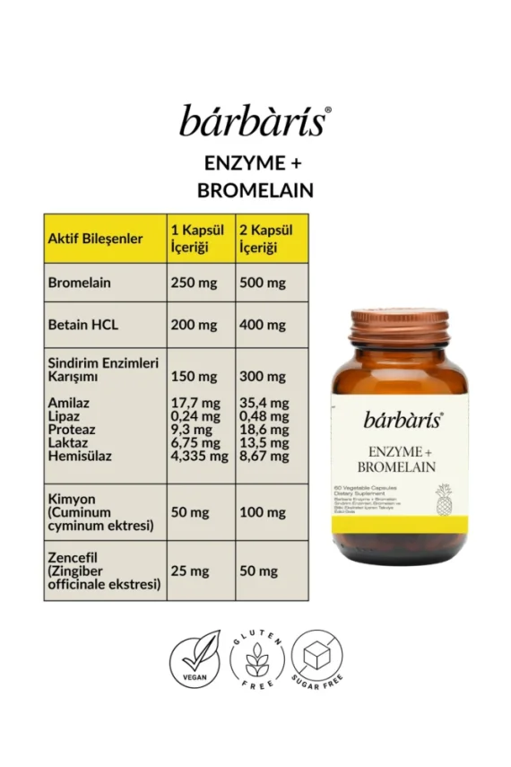 Barbaris Enzyme + Bromelain 60 Kapsül - 3