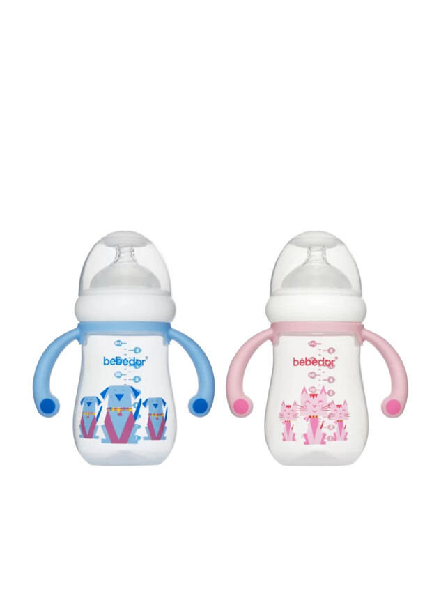 Bebedor Geniş Ağızlı Kulplu PP Biberon 3+ Ay 240 ml -99322- - Bebedor