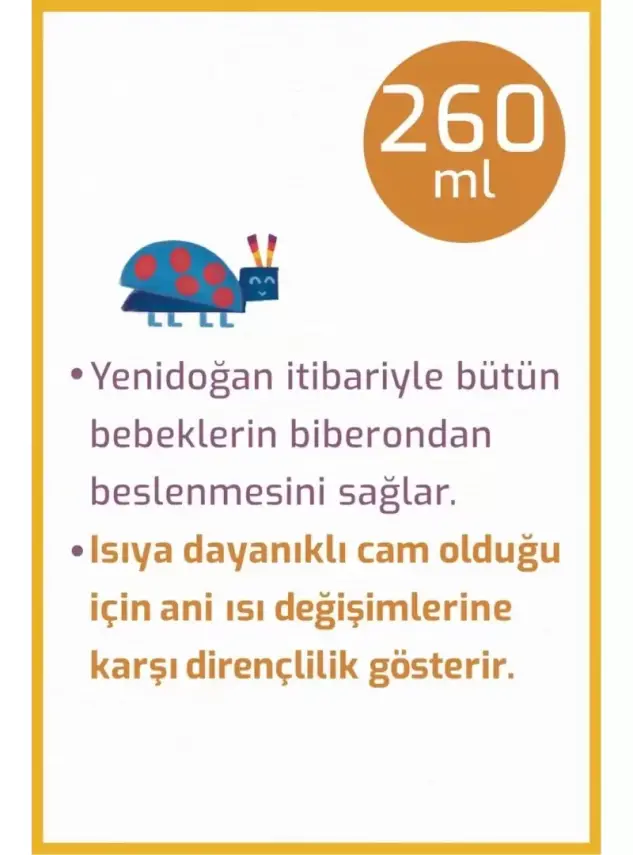 Bebedor Isıya Dayanıklı Cam Biberon 3+Ay 260ml -51301- - 4