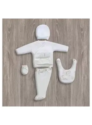 Bebitof Kelebek Nakışlı 5'li Hastane Çıkış Seti - Bebitof