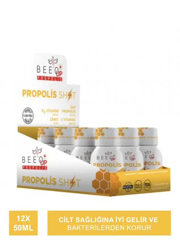 Beeo Up Propolis Çinko+D3+C Vitamini Shot 12 x 50 ml - 1