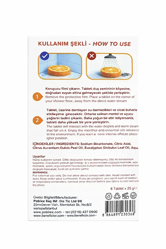 Benefico Poblex Duş Buhar Tabletleri (6 tablet x 25 gr) - 2