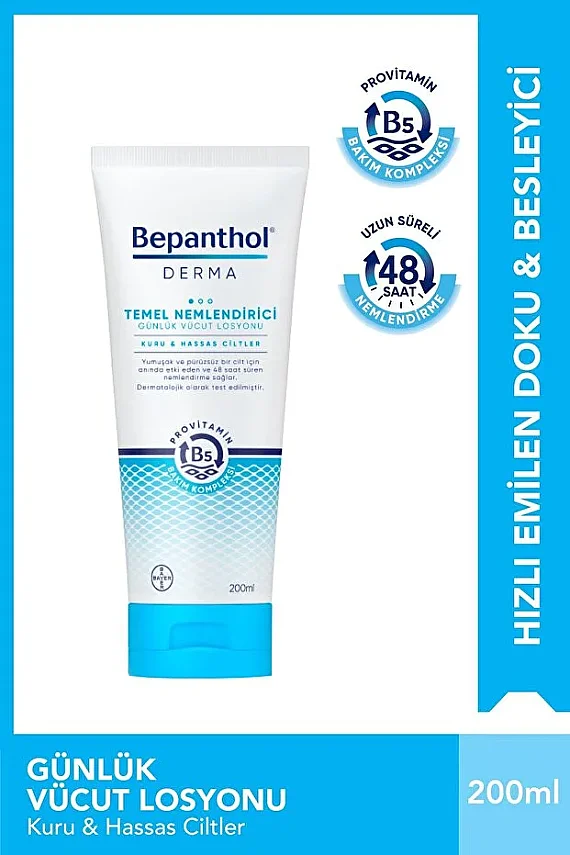 Bepanthol Derma Temel Nemlendirici Kuru Hassas Ciltler Losyon 200 ml - 1