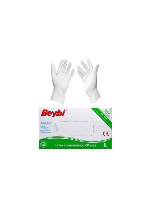 Beybi Lateks Muayene Eldiveni Pudralı - Large - 100 Adet - 1