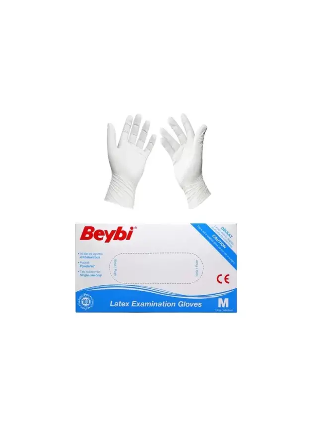Beybi Lateks Muayene Eldiveni Pudralı - Medium - 100 Adet - 1