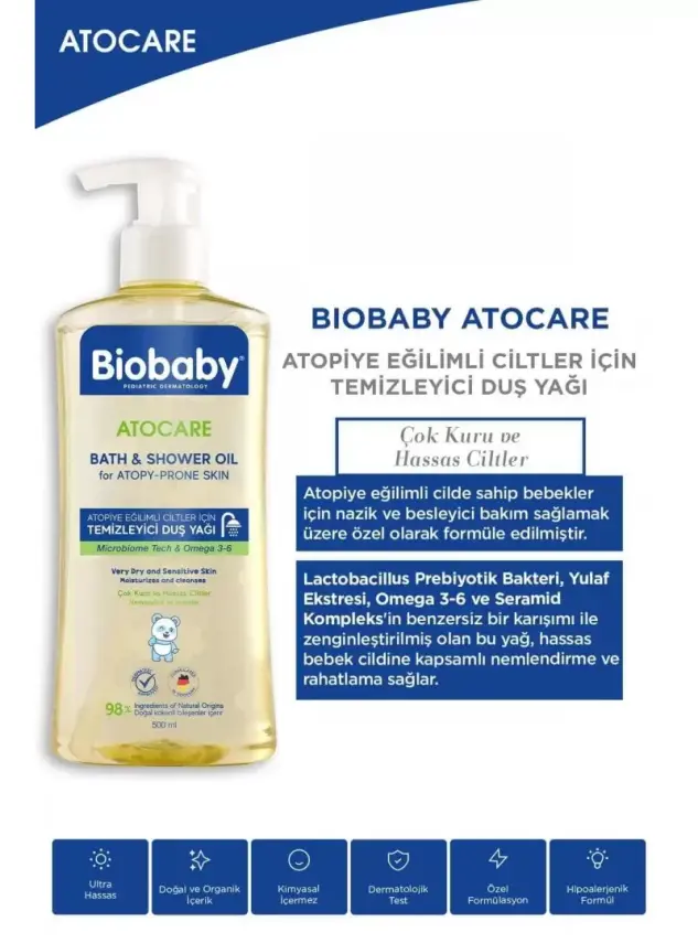 Biobaby Atocare Temizleyici Duş Yağı 500 ml - 4