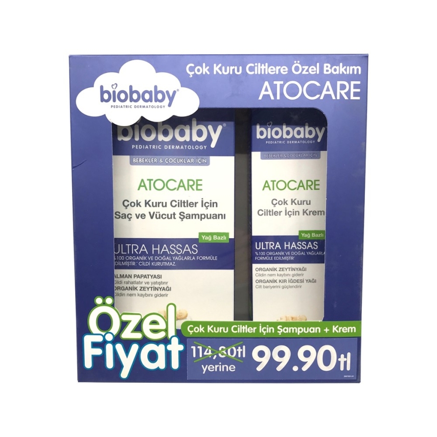 Biobaby Kuru ve Atopik Ciltler İçin Şampuan 300 ml + Krem 100 ml (Özel Fiyat Etiketli) - 1