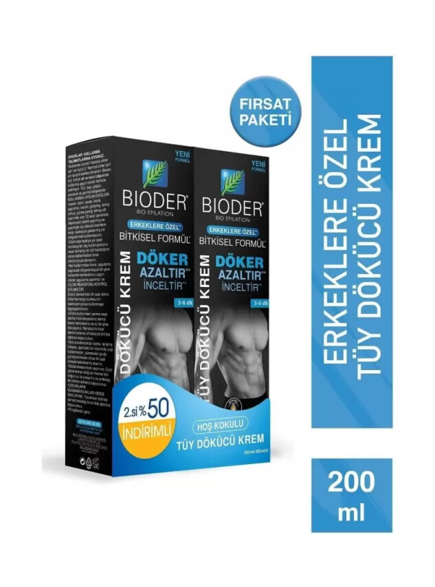 Bioder Erkeklere Özel Tüy Dökücü Krem Seti 100 + 100 ml - Bioder