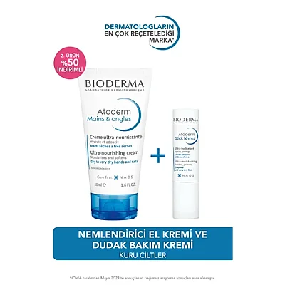 Bioderma Atoderm Hand Cream 50ml + Lip Stick 4g Set - Bioderma
