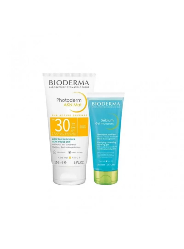 Bioderma Photoderm AKN Mat Spf 30 150ml + Bioderma Sebium Foaming Gel 100ml | Yağlı ve Akneli Ciltler - Bioderma