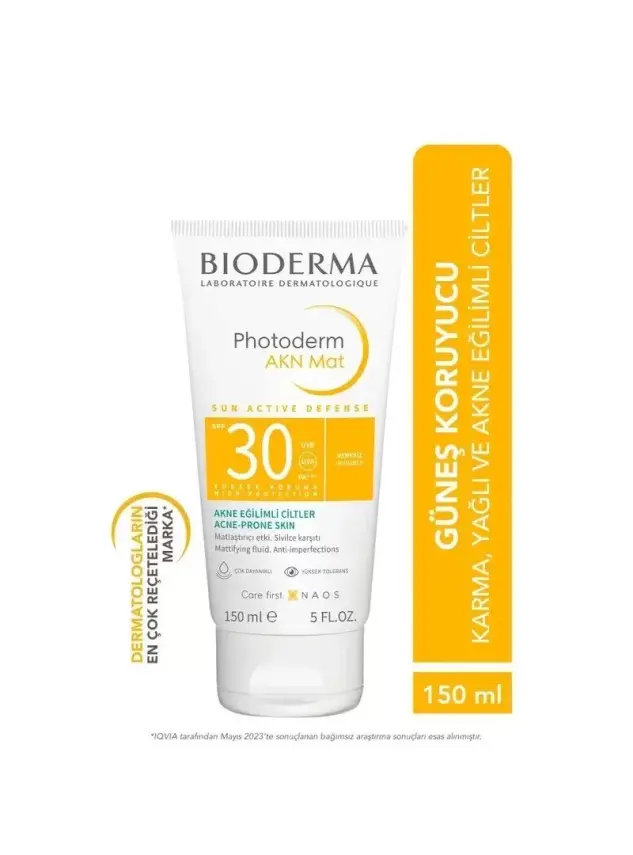 OUTLET - Bioderma Photoderm AKN Mat Spf 30 Yağlı, Akneli Cilt için Sivilce Karşıtı Matlaştırıcı Güneş Kremi 150ml - 1