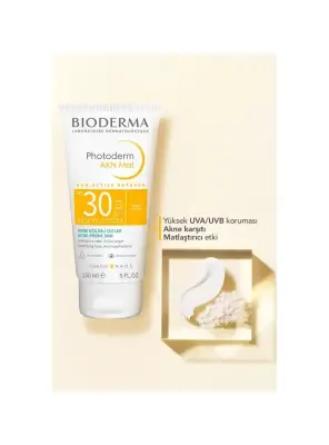 OUTLET - Bioderma Photoderm AKN Mat Spf 30 Yağlı, Akneli Cilt için Sivilce Karşıtı Matlaştırıcı Güneş Kremi 150ml - 3