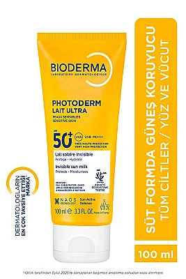 Bioderma Photoderm Lait Ultra Tüm Ciltler SPF50+ Yüksek Koruma Süt Form Yüz Vücut Güneş Kremi 100 ml - 1