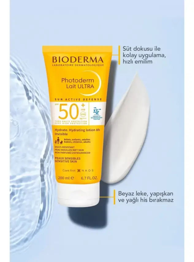Bioderma Photoderm Lait Ultra Tüm Ciltler SPF50+ Yüksek Koruma Süt Form Yüz Vücut Güneş Kremi 100 ml - 1