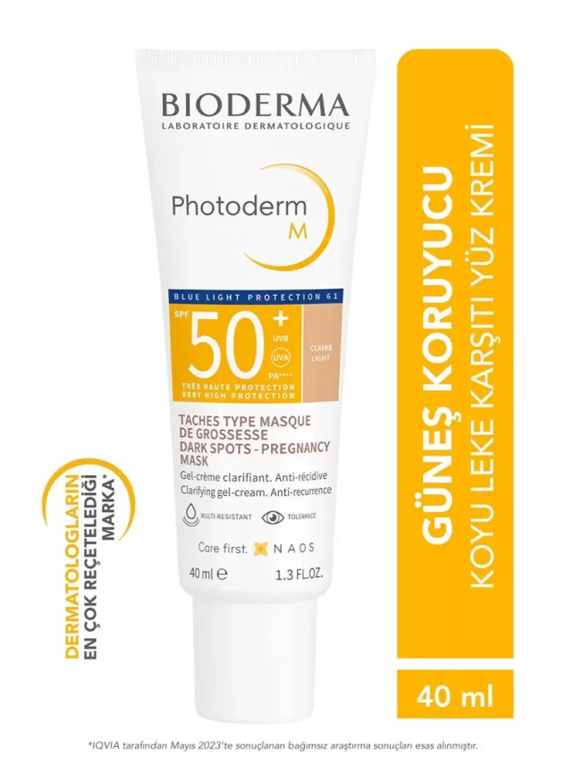 Bioderma Photoderm M SPF50+ Light Koyu Lekeye, Mavi Işığa Karşı SPF50+ Açık Renkli Yüz Güneş Kremi 40 ml - Bioderma