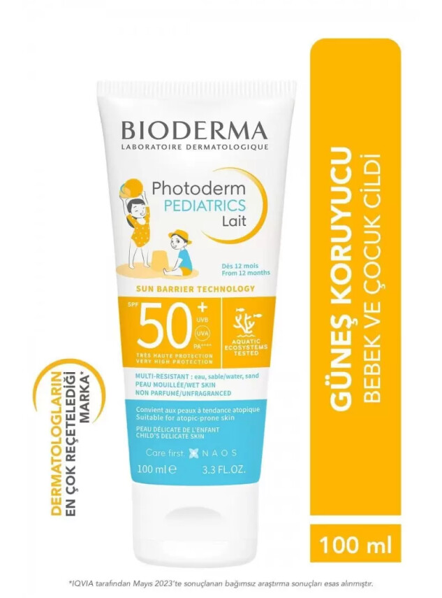 Bioderma Photoderm Pediatrics Lait Bebek, Çocuk için SPF50+ Yüksek Korumalı Süt Formda Güneş Kremi Spf50+ 100 ml - Bioderma