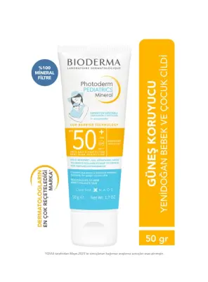 OUTLET - Bioderma Photoderm Pediatrics Yenidoğan Bebek, Çocuk SPF50+ Yüksek Koruma Mineral Güneş Kremi 50 gr - Bioderma
