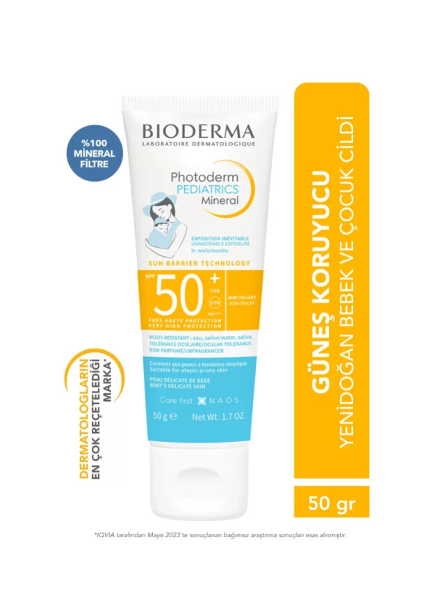 Bioderma Photoderm Pediatrics Yenidoğan Bebek, Çocuk SPF50+ Yüksek Koruma Mineral Güneş Kremi 50 gr - Bioderma