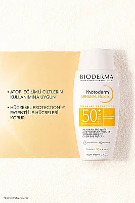 Bioderma Photoderm SPF 50+ Mineral Fluide Çok Hassas Ciltler Yüksek Korumalı Mineral Güneş Koruyucu Krem 75 gr - 3