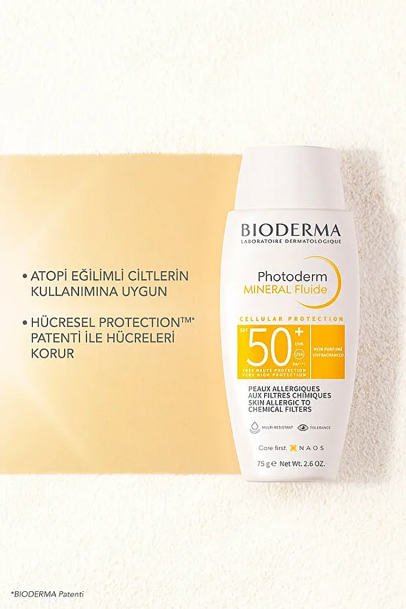Bioderma Photoderm SPF 50+ Mineral Fluide Çok Hassas Ciltler Yüksek Korumalı Mineral Güneş Koruyucu Krem 75 gr - 3