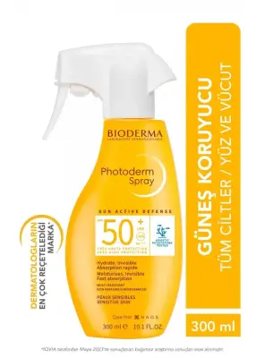 Bioderma Photoderm SPF 50+ Spray Tüm Ciltler için Sprey Form Yüksek Korumalı Güneş Koruyucu 300 ml - 1