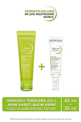Bioderma Sebium Kerato+ Gel Cream 30 ml+Sebium Foaming Gel Active 45 ml Hediye - Bioderma