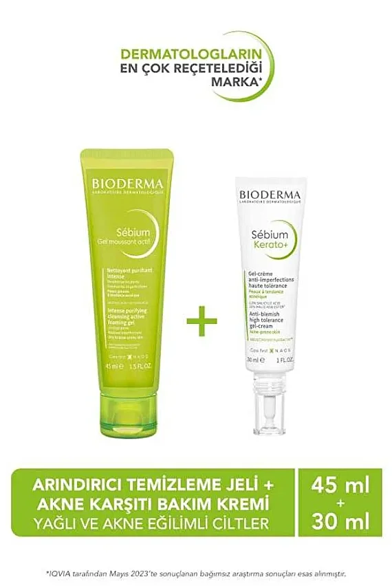 Bioderma Sebium Kerato+ Gel Cream 30 ml+Sebium Foaming Gel Active 45 ml Hediye - 1