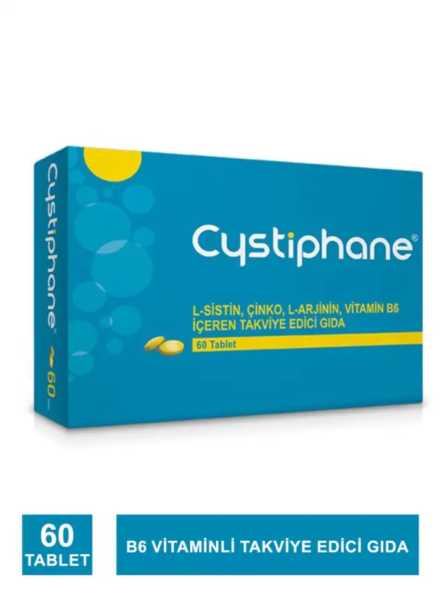 Biorga Cystiphane L-Sistin, Çinko, L-Arjinin, Vitamin B6 içeren Takviye Edici Gıda 60 Tablet - 1
