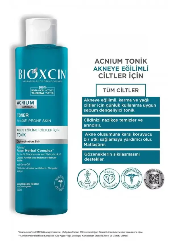 Bioxcin Acnium Akneye Eğilimli Ciltler İçin Tonik 200 ml - 2