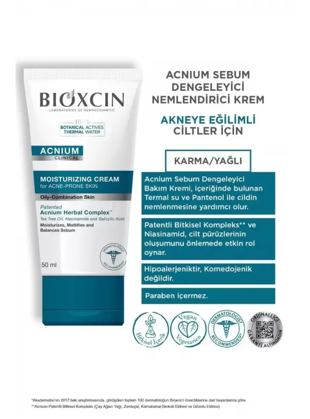 Bioxcin Acnium Sebum Dengeleyici Nemlendirici Krem 50 ml - 2