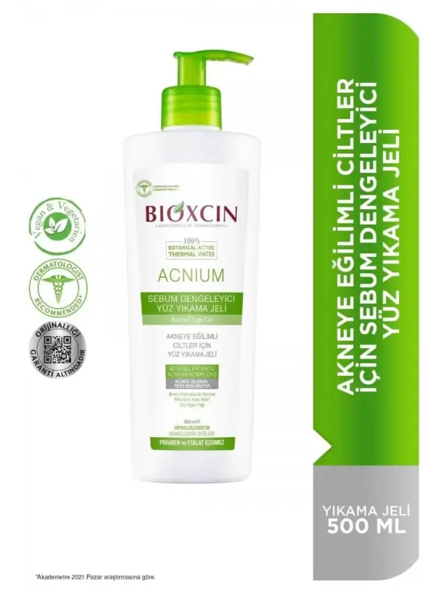 Bioxcin Acnium Sebum Dengeleyici Yüz Yıkama Jeli 500 ml - 1