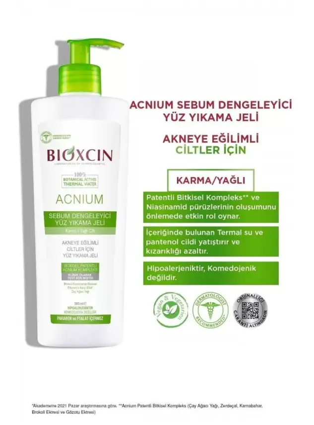 Bioxcin Acnium Sebum Dengeleyici Yüz Yıkama Jeli 500 ml - 2