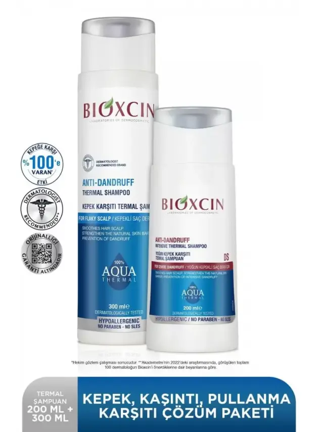 Bioxcin Aqua Thermal Kepek Karşıtı+Yoğun Kepek Karşıtı Şampuan Seti 200 ml + 300 ml - 1