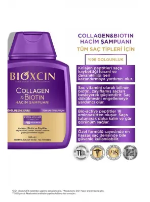 Bioxcin Collagen & Biotin Hacim Şampuanı 300 ml - 3