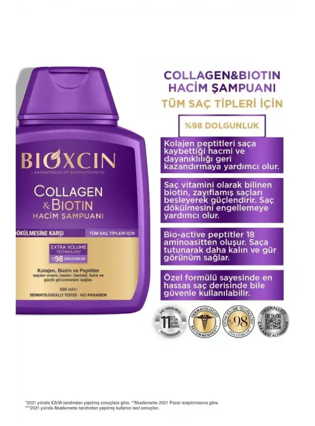 Bioxcin Collagen & Biotin Hacim Şampuanı 300 ml - 3